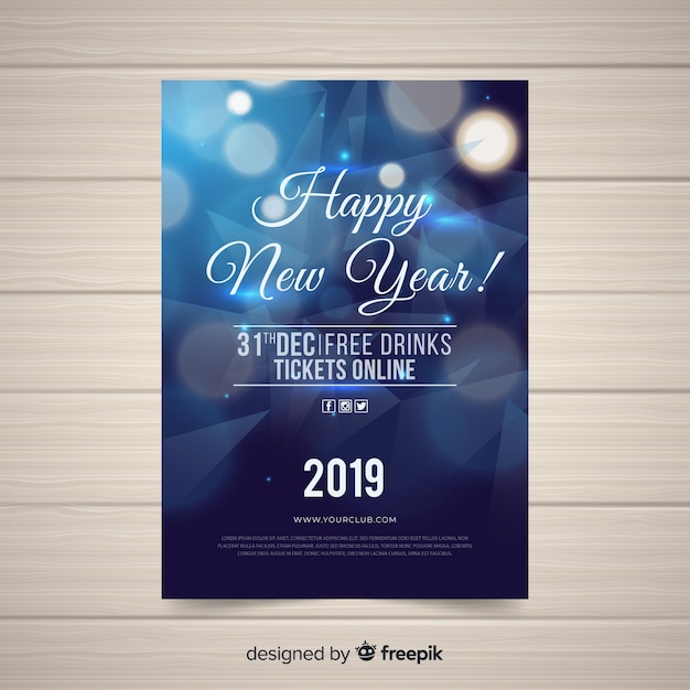 Elegant new year party poster with realistic design