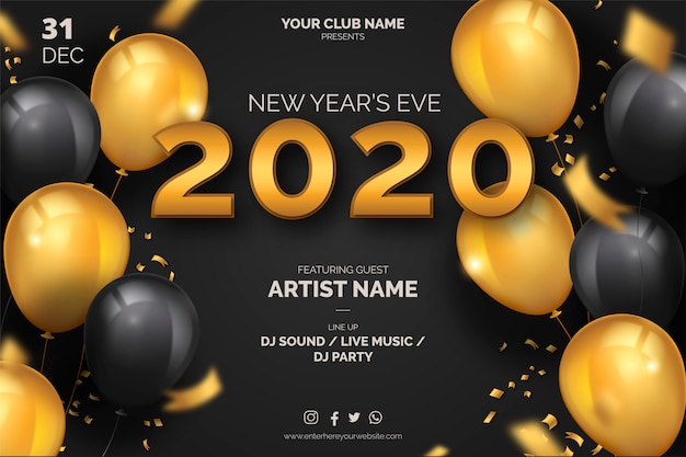 Free vector elegant new year's eve poster template