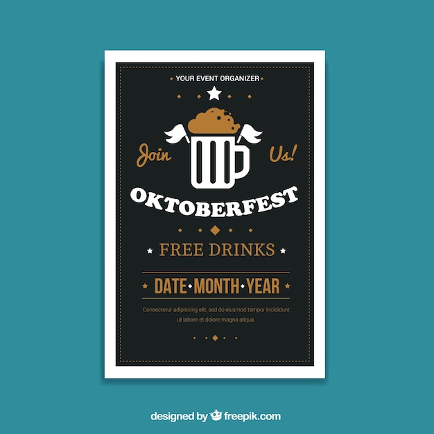 Free vector elegant oktoberfest brochure in vintage style