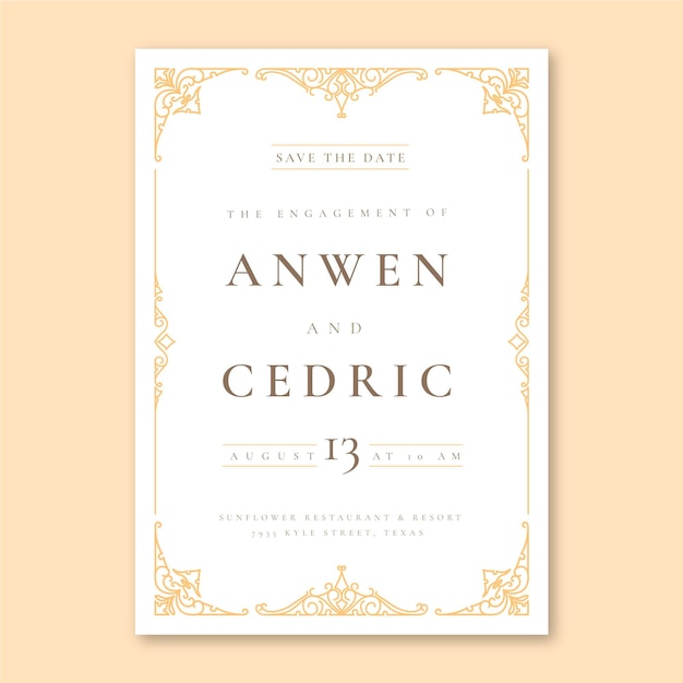 Elegant ornamental save the date wedding invitation