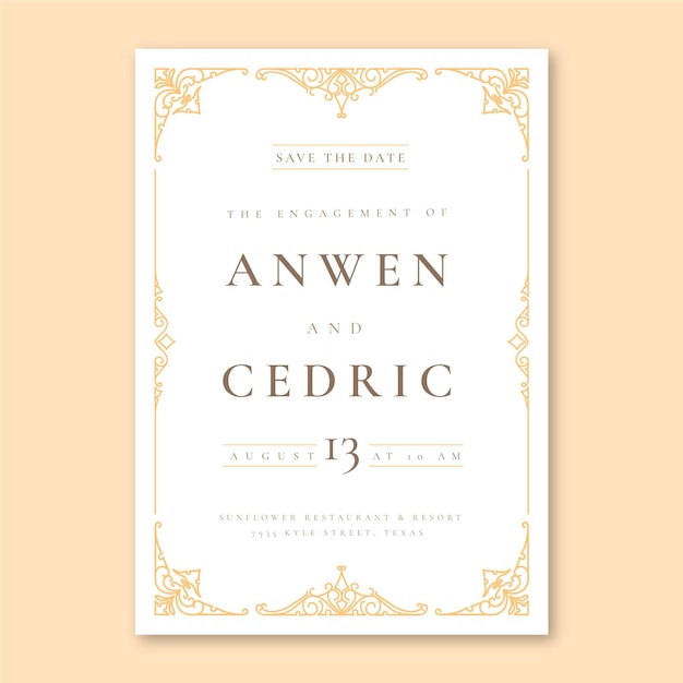 Free vector elegant ornamental save the date wedding invitation