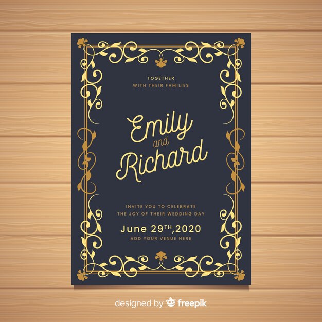 elegant ornamental vintage wedding card template