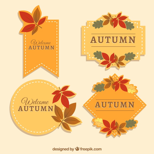 Free vector elegant pack of autumn labels