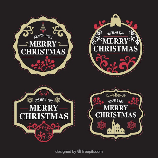 Free vector elegant pack of christmas badges