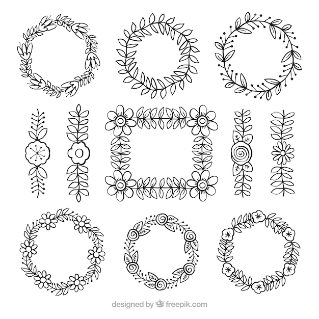 Vettore gratuito elegante confezione di elementi floreali disegnati a mano