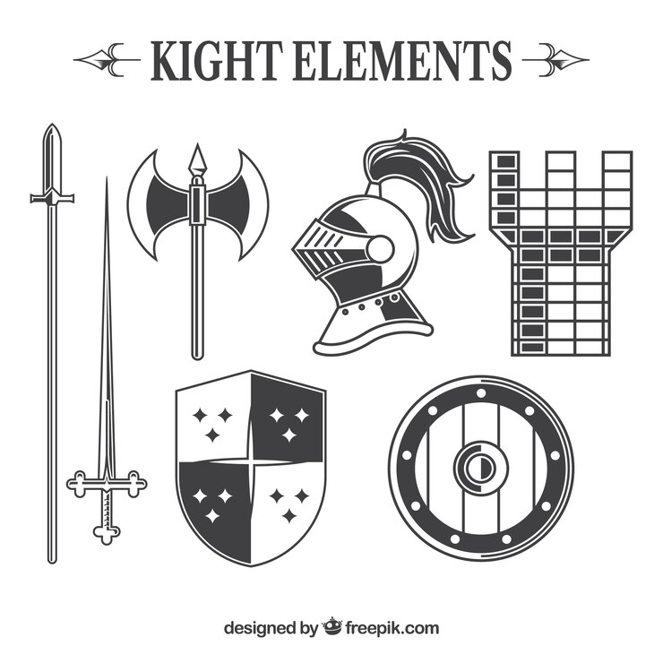 Free Vector elegant pack of medieval elements