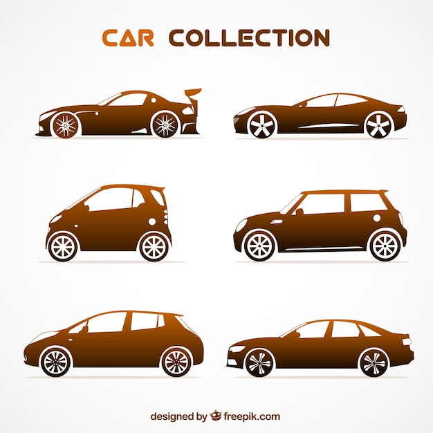 Free vector elegant pack of modern cars