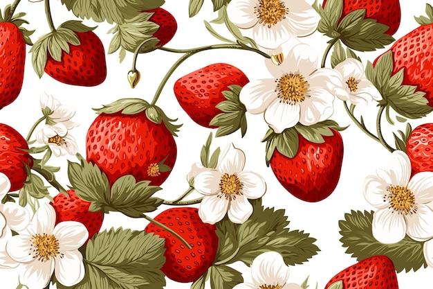 Free vector elegant paint style strawbbery pattern background