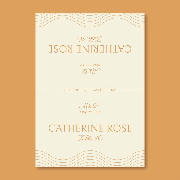 Free vector elegant pastel catherine rose wedding place card