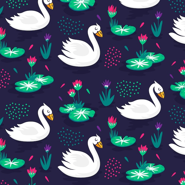 Free vector elegant pattern with swans