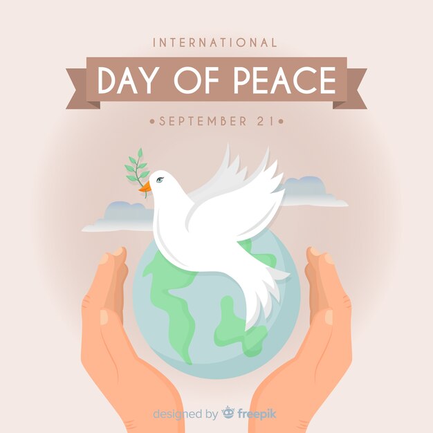 Elegant peace day background with white dove