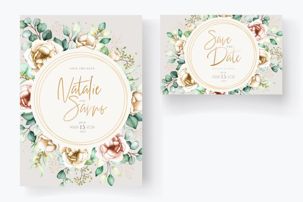 elegant peonies and hydrangea invitation card set