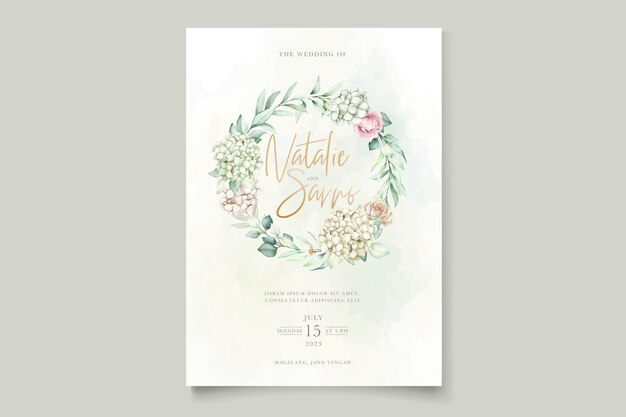 elegant peonies and hydrangea invitation card set