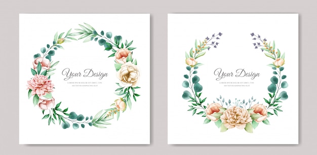 Free vector elegant peonies invitation card template