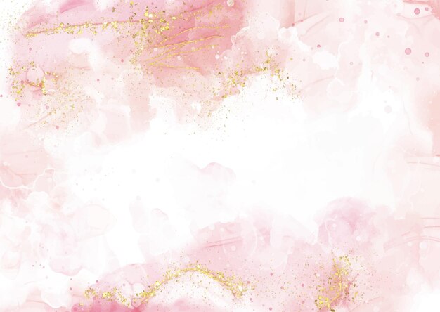 Элегантный розовый ручной росписью спиртовые чернила фон с золотым блеском