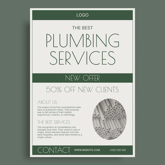 Free vector elegant plumbing offer flyer