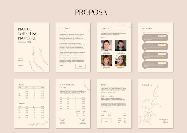 Free vector elegant product marketing proposal template