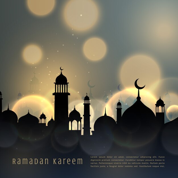Рамадан карим - исламское сезонное приветствие с эффектом боке