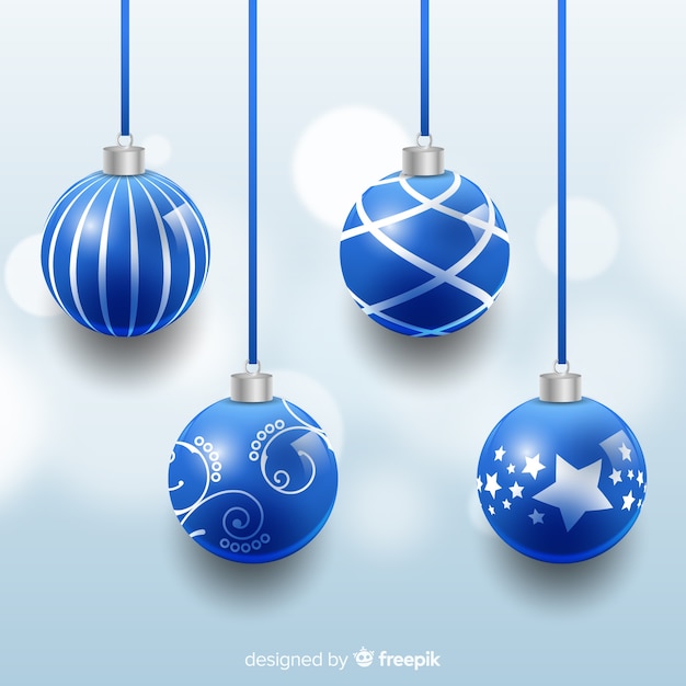 Free vector elegant and realistic christmas ball collection