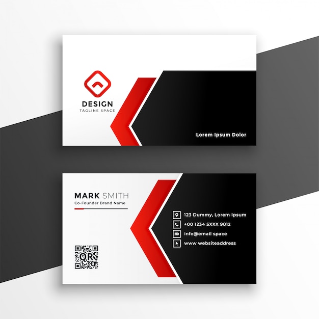 Elegant red business card with geometric shapes