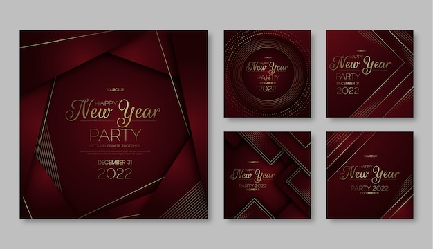 Elegant red new year social media posts