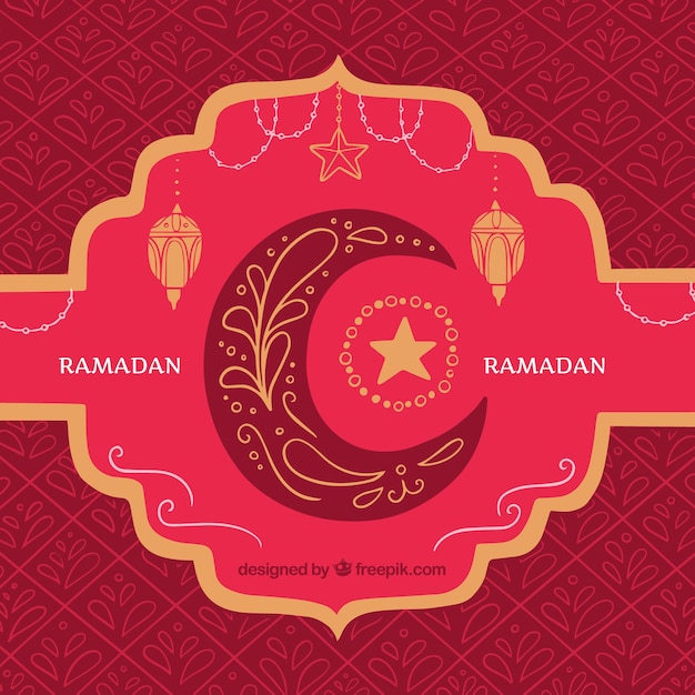 Free vector elegant red ramadan background