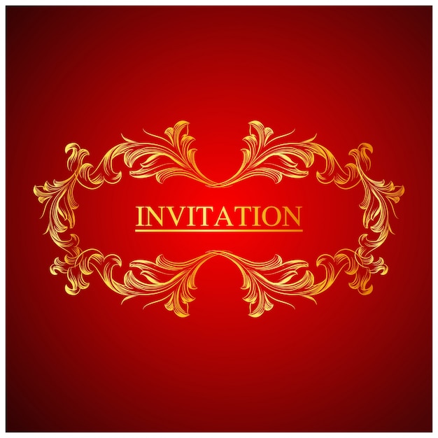 Elegant red wedding invitation template