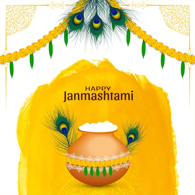 Free vector elegant religious krishna janmashtami background