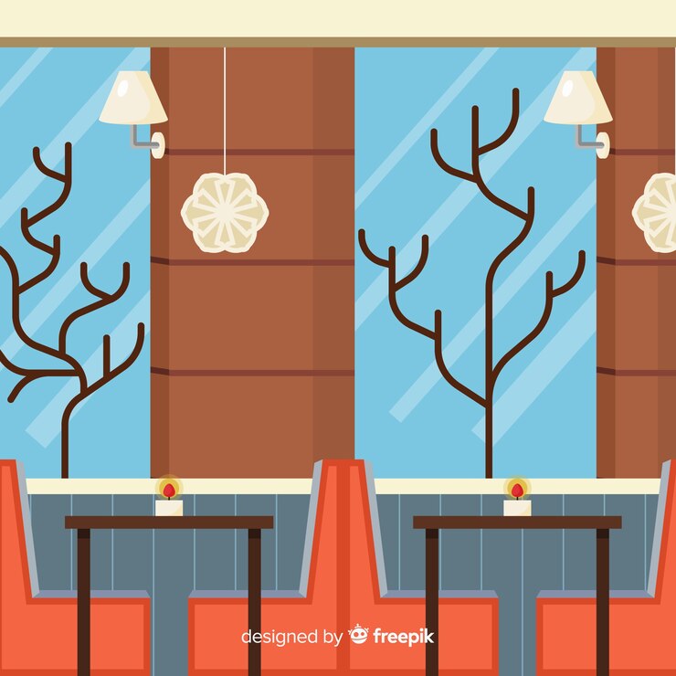 Free Vector elegant restaurant interior with flat design