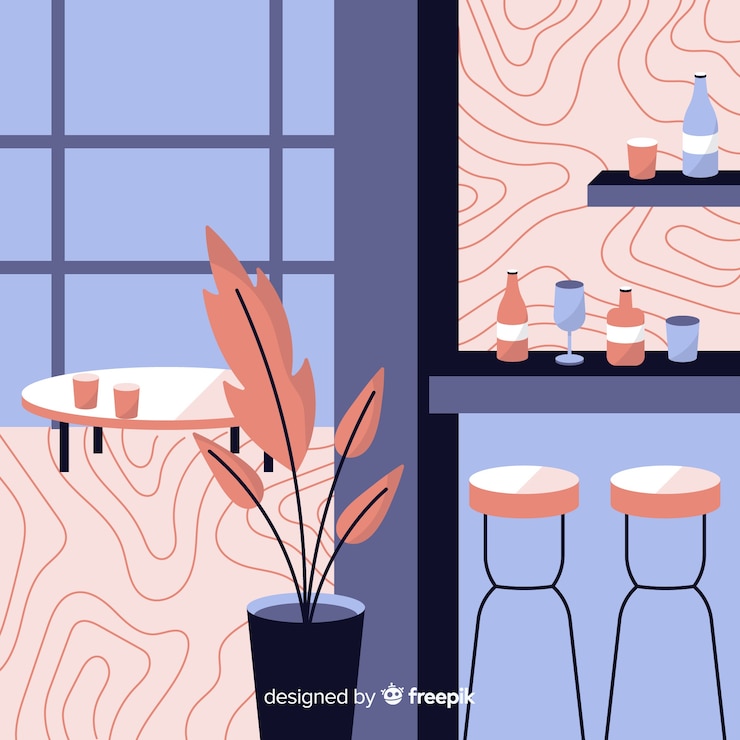 Free Vector elegant restaurant interior with flat design