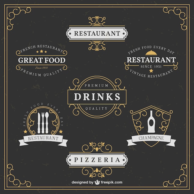 Бесплатное векторное изображение Элегантные логотипы ресторан