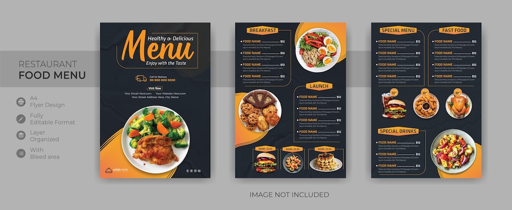  Elegant restaurant menu design template Premium Vector