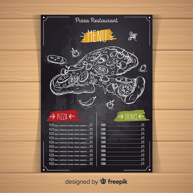 Free vector elegant restaurant menu template with chalkboard style