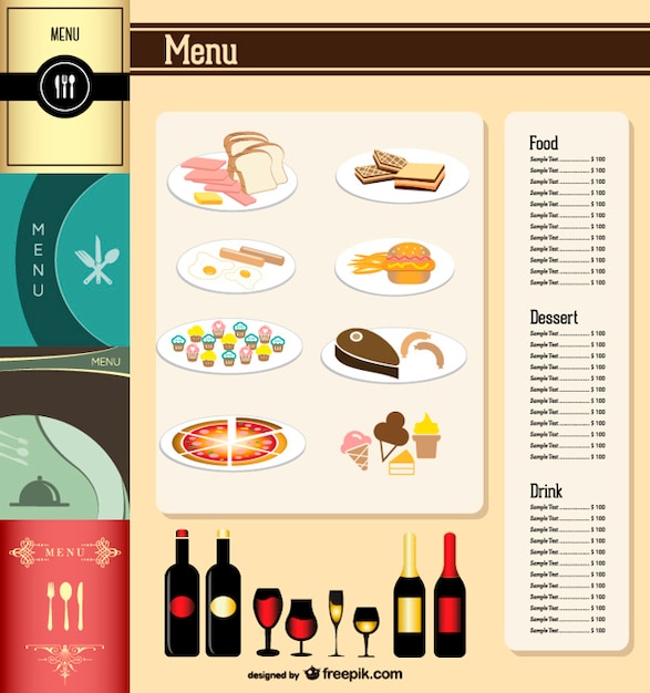 Ristorante menu template materiale vettoriale