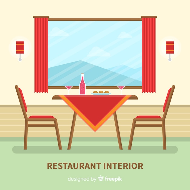 Free vector elegant restaurant with flat design