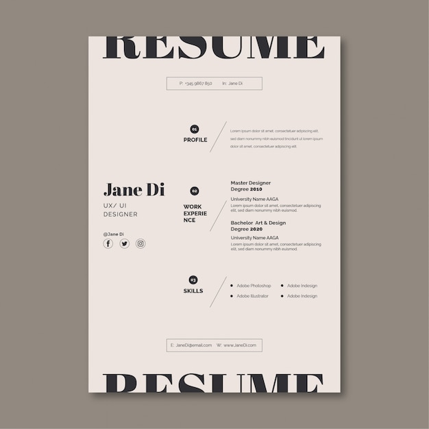 Elegant resume template Premium Vector