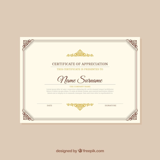 Free vector elegant retro certificate