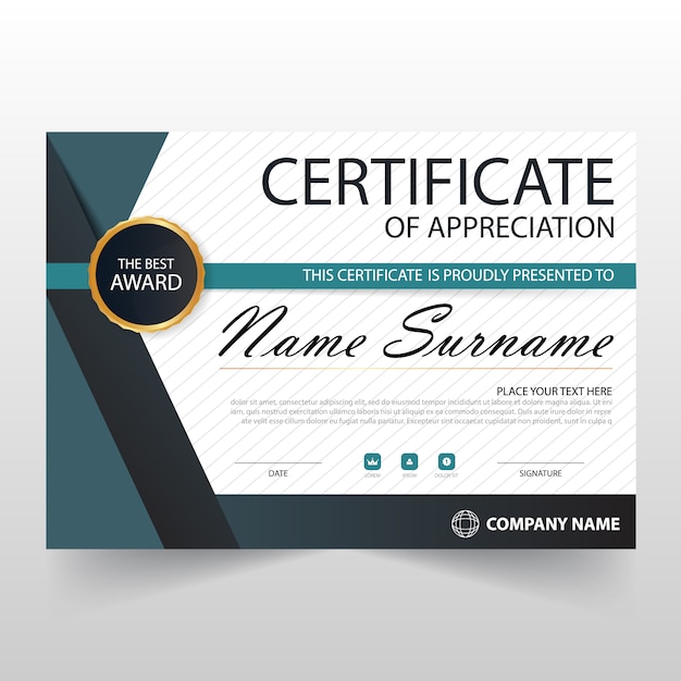 Elegant retro horizontal certificate of appreciation