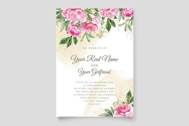elegant roses and peonies floral card set