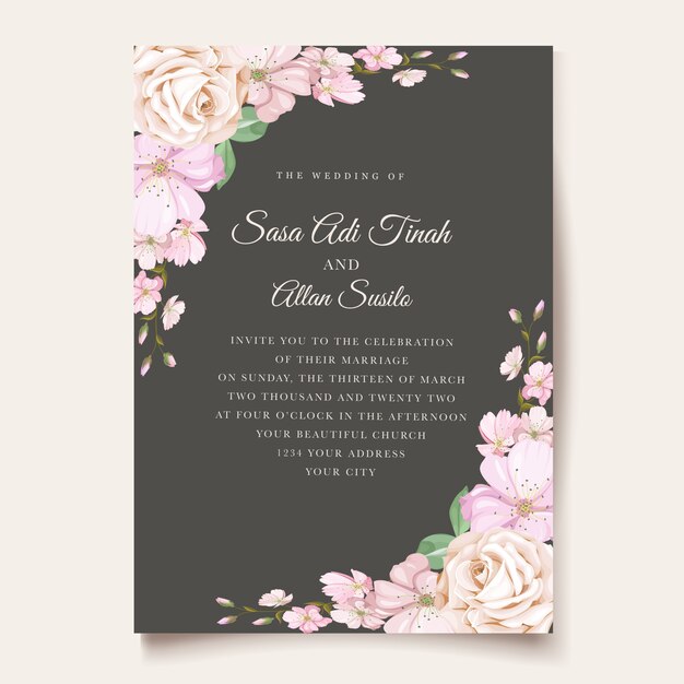 Elegant roses wedding invitation theme