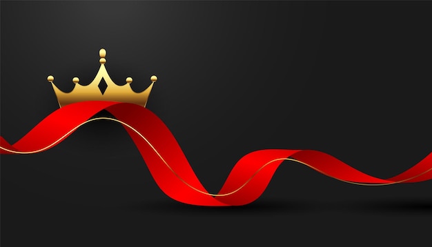 Free vector elegant royal golden crown background with ribbon design