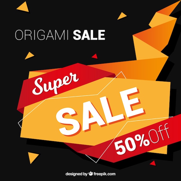 Free vector elegant sale with origami style