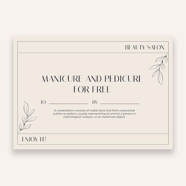 Free vector elegant salon gift certificate