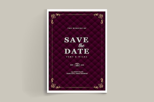 Elegant save the date invitation card