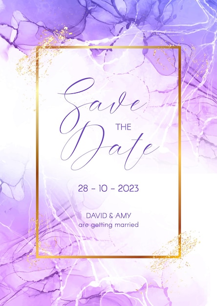 Elegant save the date invitation design with hand painted background