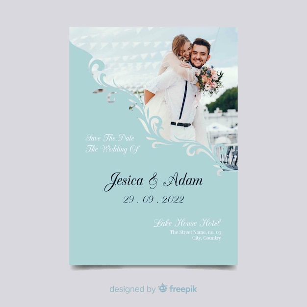 Free vector elegant save the date invitation with photo