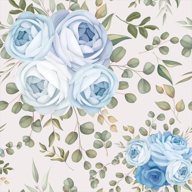 Elegant seamless pattern design blue floral