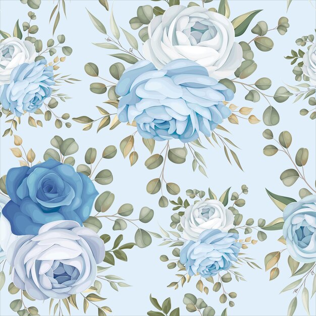 elegant seamless pattern design blue floral