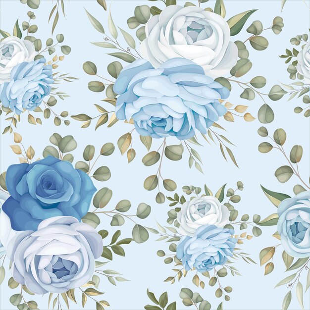 элегантный бесшовный узор дизайн синий цветочный