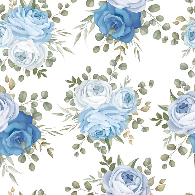 elegant seamless pattern design blue floral
